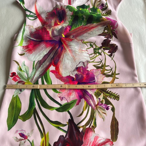 Ted Baker Ramonda Symmetrical Orchid Print Floral Leaves Tunic Dress Barbie Pink - Picture 12 of 15